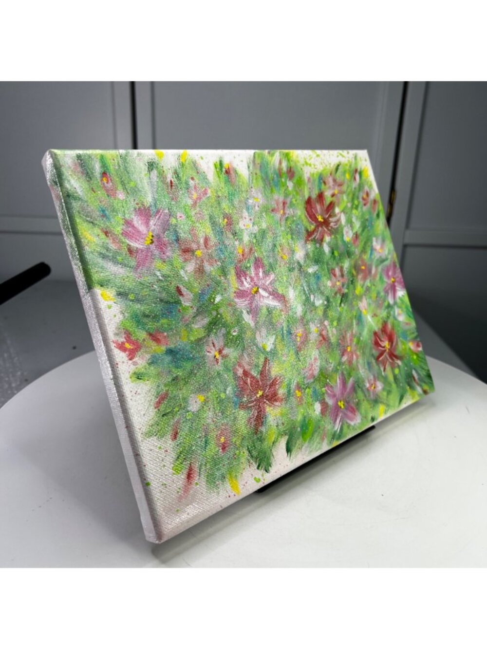 Flowering 2 Original Acrylic Painting Floral Wall Art On 8x10 Stretched Canvas - Picture 3 of 7